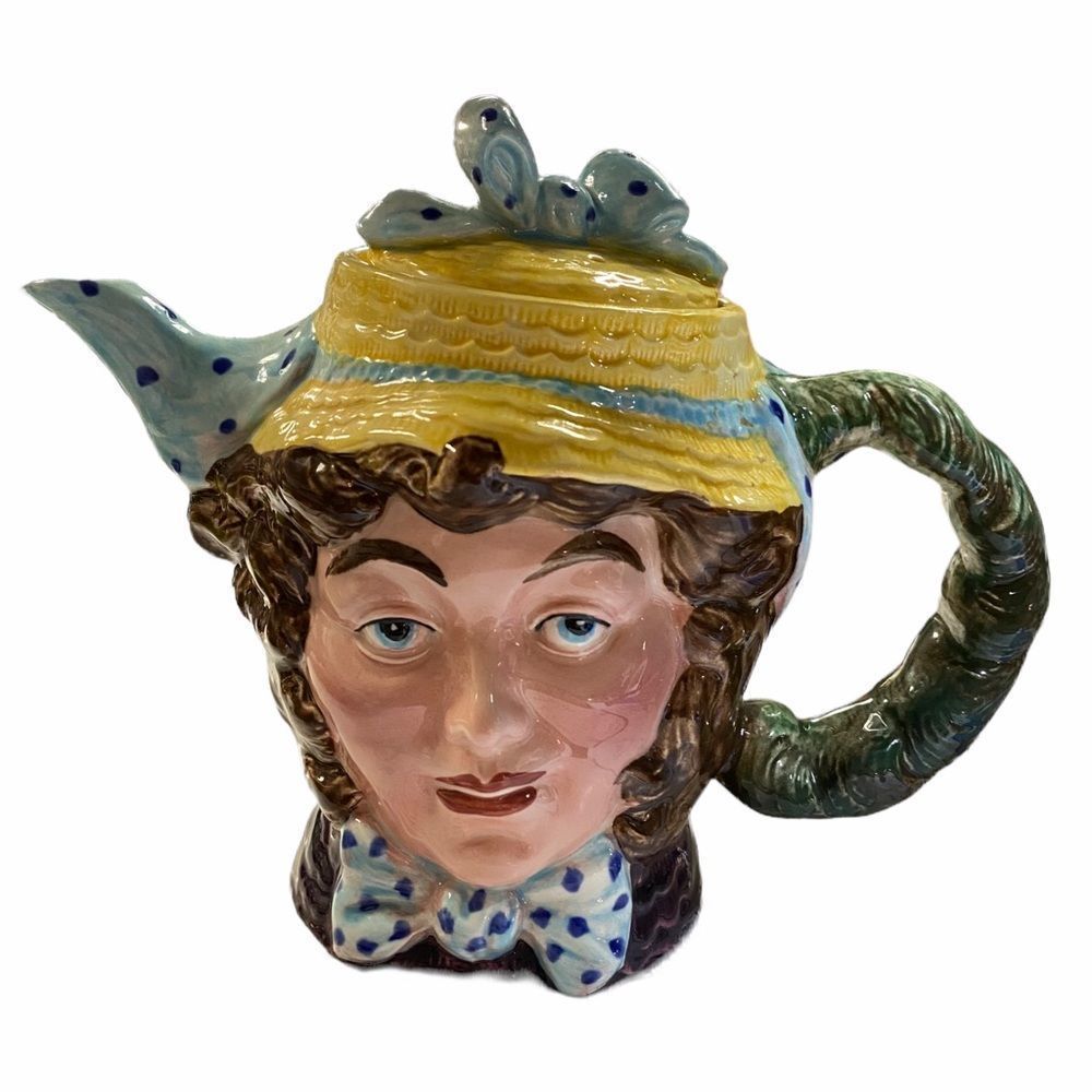 Beswick England Dolly Varden Teapot #1203 Polka Dot Bow Curly Hair‎ Lady Hat